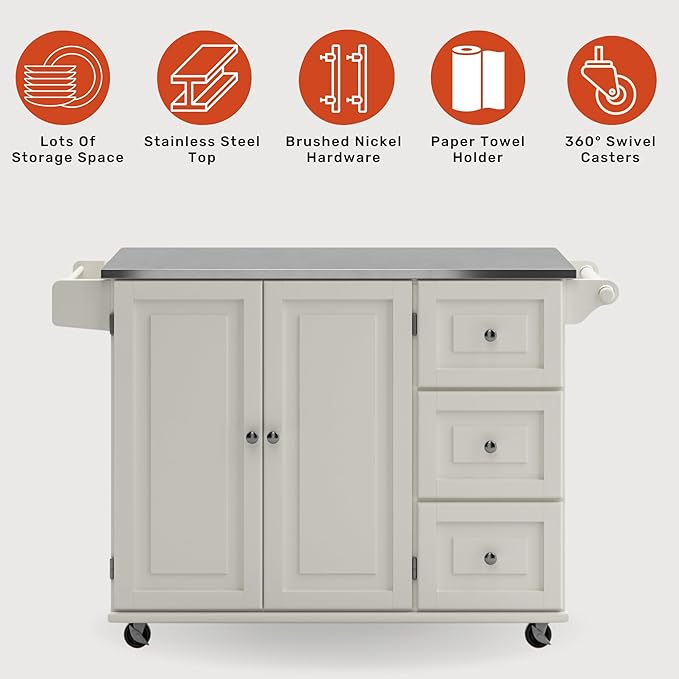 homestyles Dolly Madison Off-White Kitchen Cart