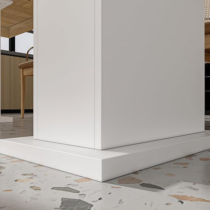 Hitow Dining Table for 6-8, 79-Inch Rectangular Wood Kitchen Table with Thicken Tabletop and Pedestal Base, Modern Office Conference Room Table, Dining Room Living Room Table, Oak&White
