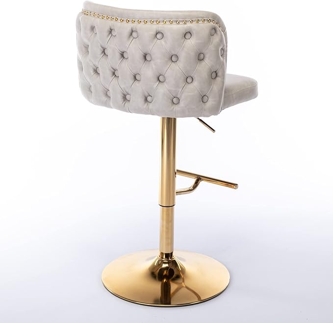 Furniture,Swivel Adjusatble Seat Height, Modern PU Upholstered Bar Stools with The Whole Back Tufted, for Home Pub and Kitchen Island（Beige, Set of 2）