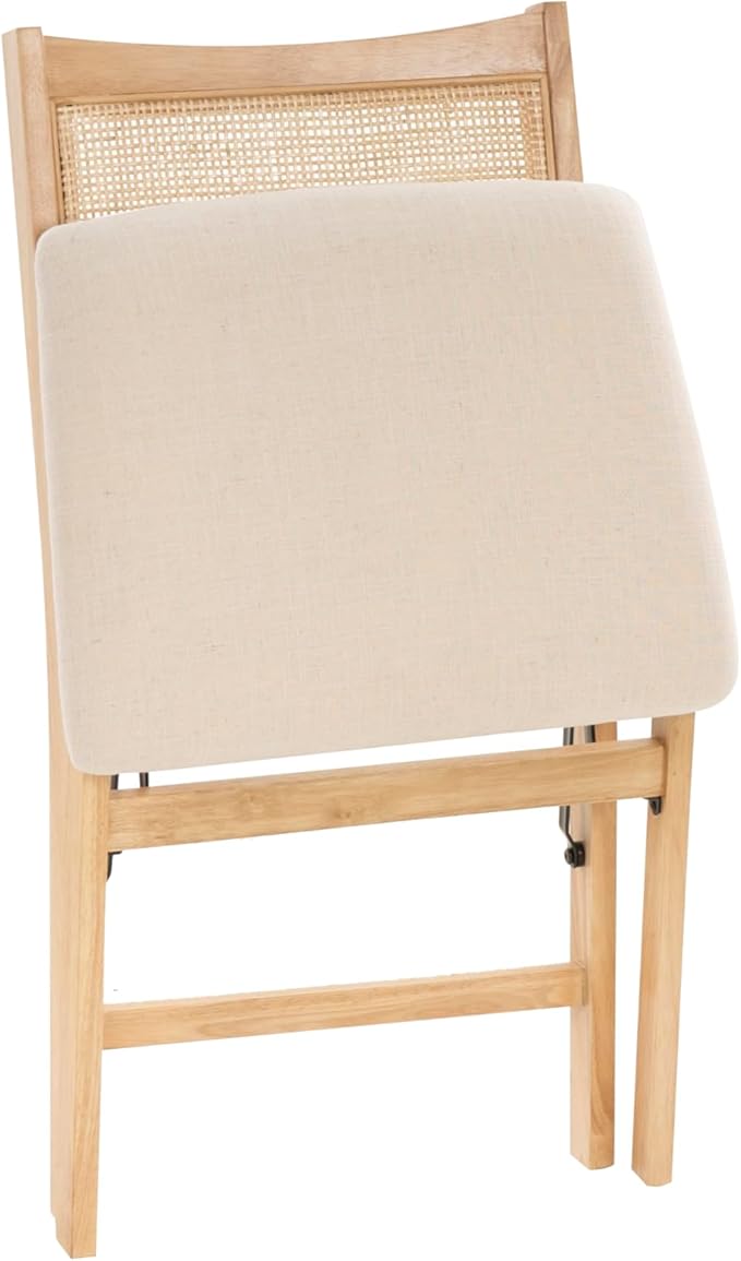 Powell Kasi Beige Rattan Cane Folding Foldable Dining Side Chair, Natural