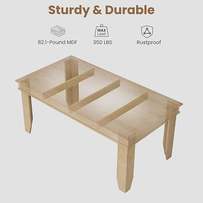 GarveeHome Farmhouse Dining Table for 4-6 People, 63 in Long Kitchen Tables with Wooden Sturdy Frame, 5 ft Large Rectangular Dinner Table for Dining Room, Kitchen, Natural, 63" Non-extendable