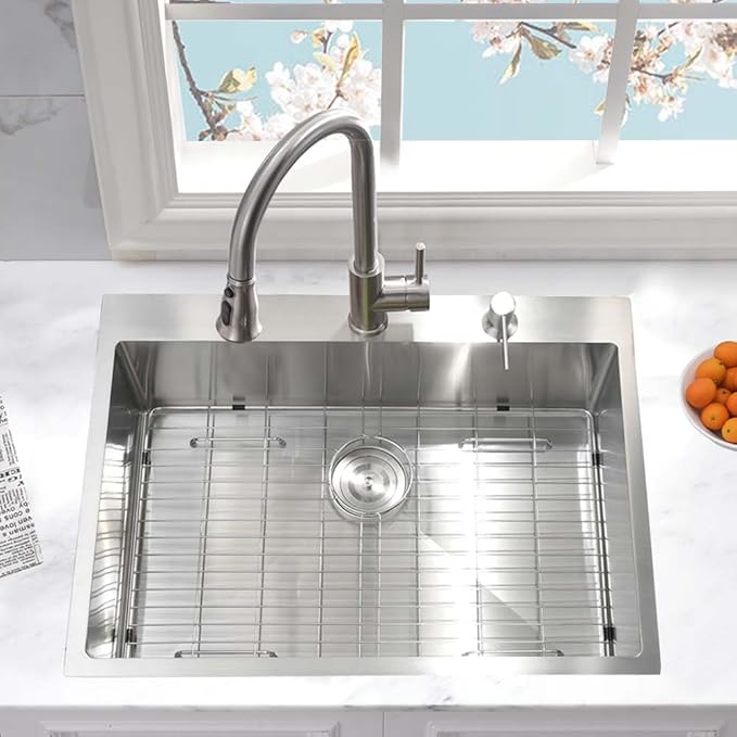 31 Inch Drop In Kitchen Sink -Wesliv 31x20 Drop In Top Mount Sinks 16 Gauge Stainless Steel 10 Inch Deep Single Bowl Kitchen Sink Basin with Colander & Drain Strainer