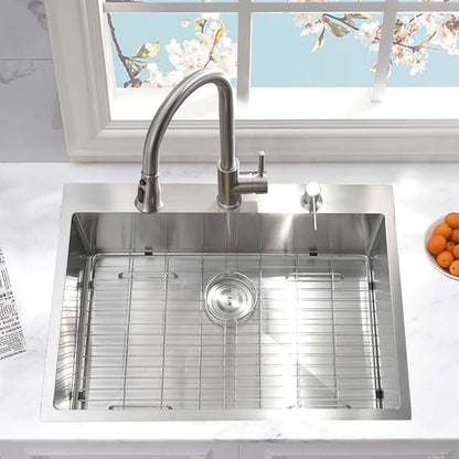 31 Inch Drop In Kitchen Sink -Wesliv 31x20 Drop In Top Mount Sinks 16 Gauge Stainless Steel 10 Inch Deep Single Bowl Kitchen Sink Basin with Colander & Drain Strainer