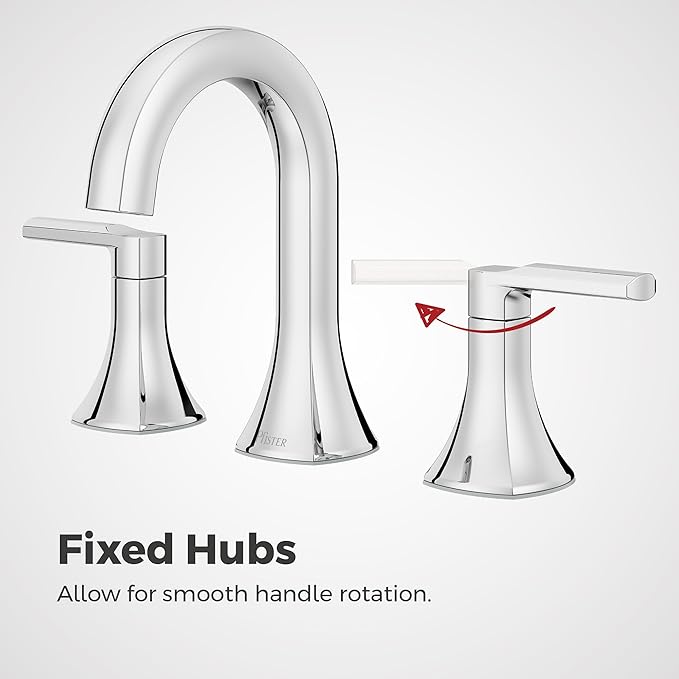 Pfister Vaneri 8-Inch Widespread 2-Handle 3-Hole Bathroom Sink Faucet with Push & Seal Drain, NSF Certified Water-Efficient, Polished Chrome Finish for Vanity LF049VRICC