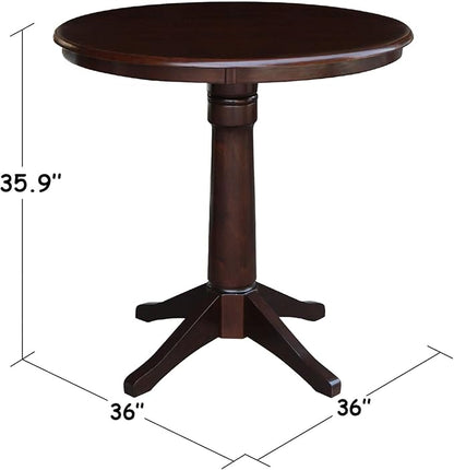 International Concepts 36" Round Top Pedestal Table-34.9" H, Rich Mocha
