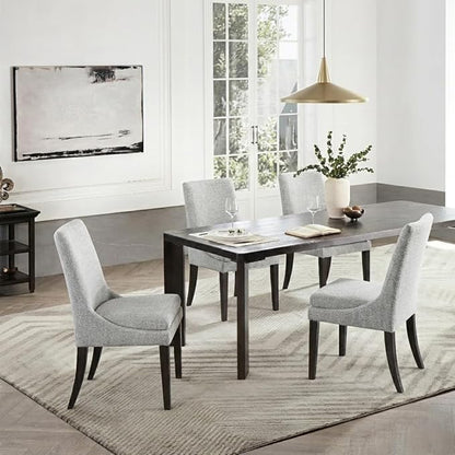 KISLOT Upholstered Dining Chairs Modern Sidechair Performance Fabric High Back Armlesschair for Diningroom Kitchen,Light Grey,Set of 2(1 Box)