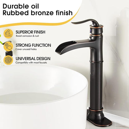 FRANSITON Tall Vessel Waterfall Faucet Bathroom Faucet Single Handle One Hole Oil Rubbed Bronze Finish Large Spout Lavatory Faucets Oil Rubbed Bronze