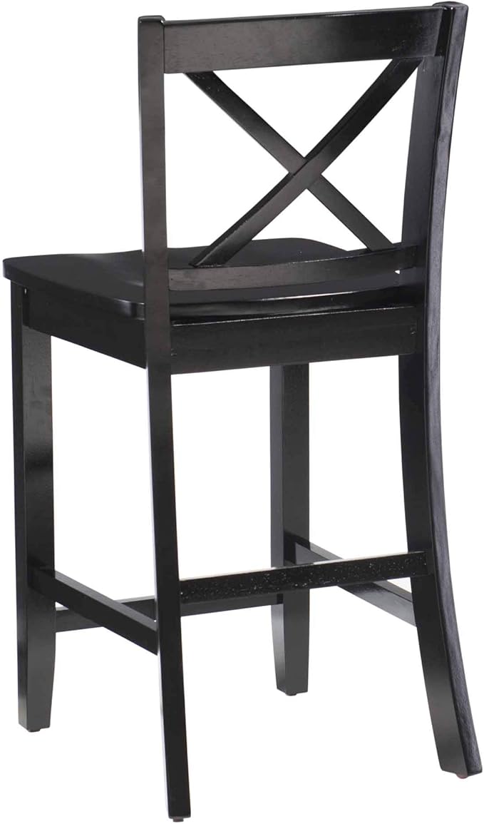 Linon Home Dcor Black X Back Counter Stool, 16" W x 17.91" D x 37.01" H