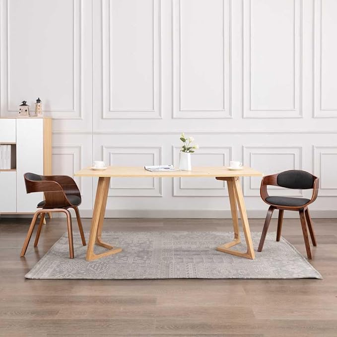 Scandinavian Dining Chair Set of 2, Gray Fabric Seat & Bentwood Frame, 18.2" Legs, 15.4" Seat Depth, 242.5 lb Capacity, Modern Accent Chairs for Dining Room, Kitchen, Living Room