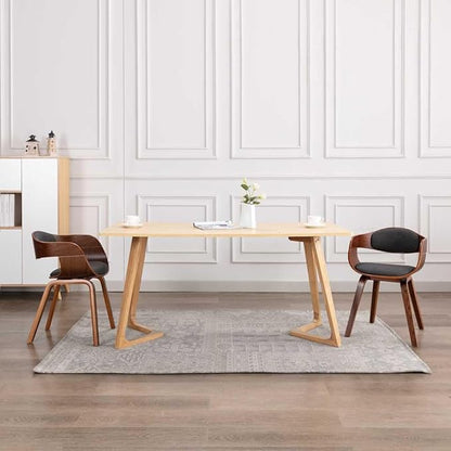 Scandinavian Dining Chair Set of 2, Gray Fabric Seat & Bentwood Frame, 18.2" Legs, 15.4" Seat Depth, 242.5 lb Capacity, Modern Accent Chairs for Dining Room, Kitchen, Living Room