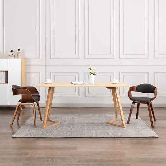 Scandinavian Dining Chair Set of 2, Gray Fabric Seat & Bentwood Frame, 18.2" Legs, 15.4" Seat Depth, 242.5 lb Capacity, Modern Accent Chairs for Dining Room, Kitchen, Living Room