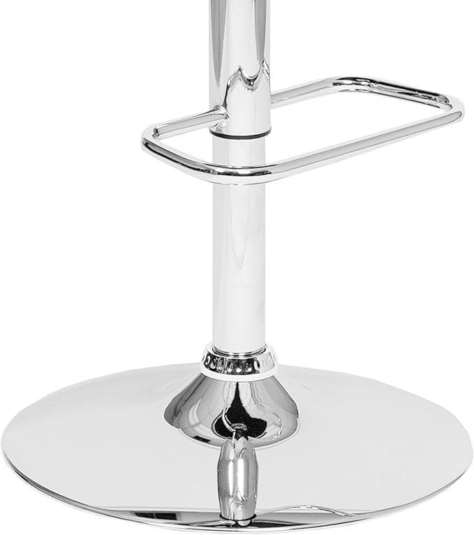Armen Living Adele Modern Adjustable Height Swivel Cream Faux Leather and Walnut Wood Bar Stool with Chrome Base for Kitchen Island Counter