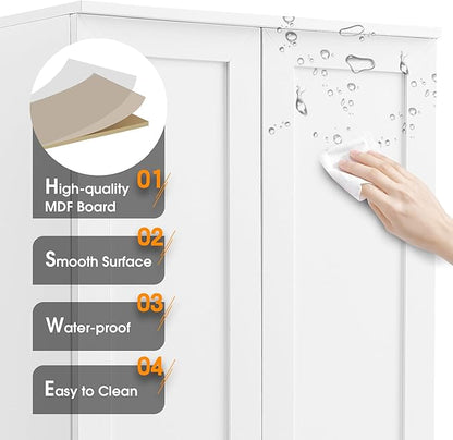 Favfurish 71" Tall Bathroom Storage Cabinet with Doors, Modern Linen Cabinets w/Adjustable Shelves & Anti-Tipping Device, Easy Assembly, Freestanding Organizer for Dining Room,Kitchen,Office,White