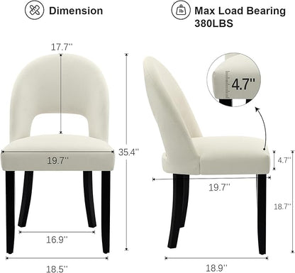 Dining Room Chairs Set of 8, Upholstered Wooden Dining Chairs, Modern Farmhouse Kitchen Chairs with Solid Wood Legs & Fabric Backrest, Cream White
