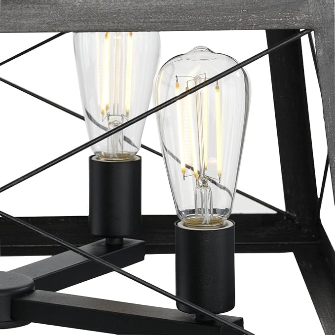 Progress Lighting 4 Light Chandelier, Rustic Farmhouse Style Modern Hanging Light Fixture for Kitchen and Dining Room, Briarwood Collection, Textured Black