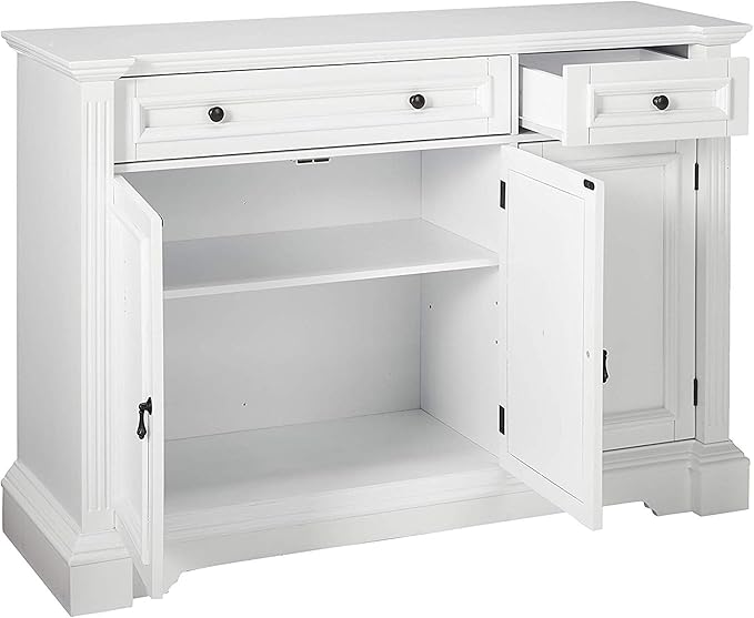 Kings Brand Furniture Wood Buffet Breakfront Cabinet Console Table with Storage, Drawers, Shelves,White
