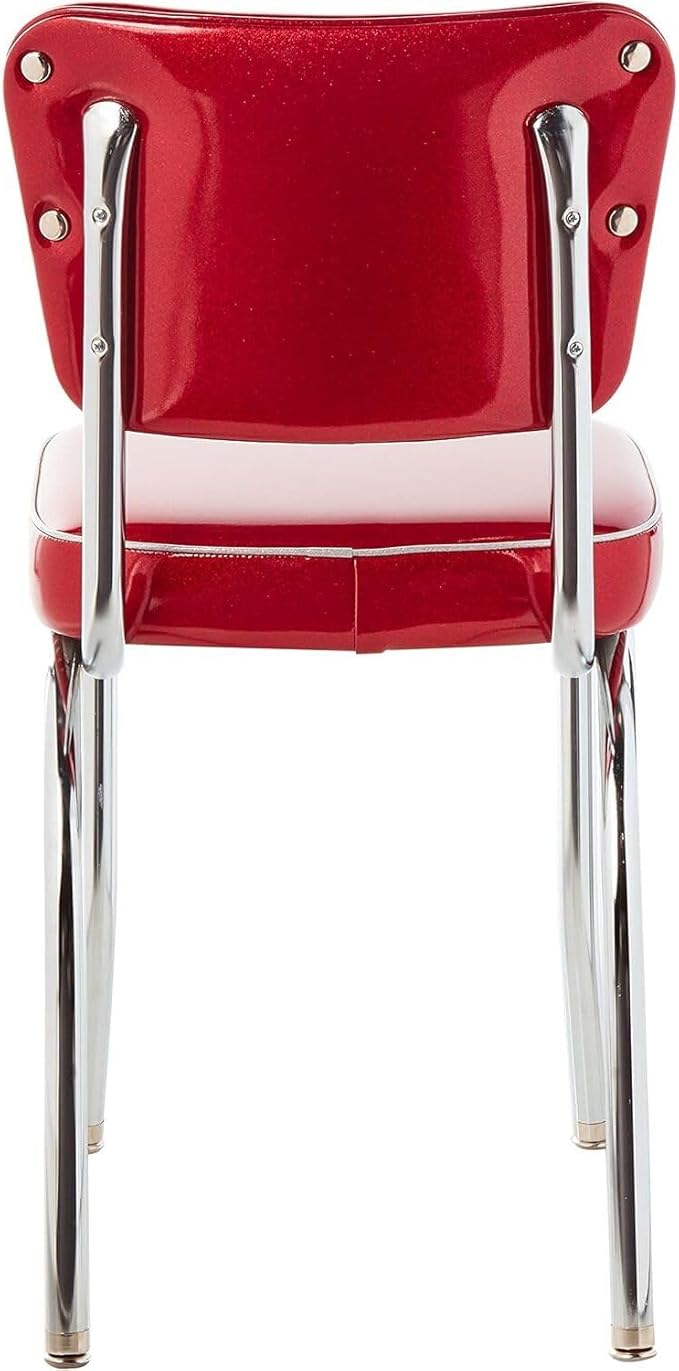 HomeStock Diner Chair - Vinyl Seat, Chrome Frame - Fully Assembled Bistro Kitchen Chair Zodiac Burgundy