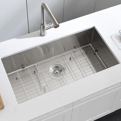 32 Stainless Steel Kitchen Sink Undermount, Dorzom 32" x 17" x 9" Stainless Steel Single Bowl 18 Gauge Under Mount Kitchen Sink
