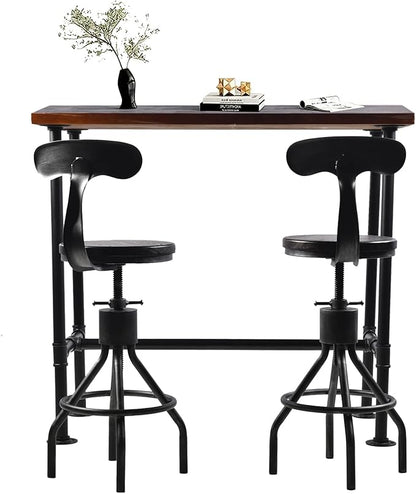 LOKKHAN Rectangular Dining Table for 4, (47.3" L x 41.3" H x 23.6" W), Heavy Duty Metal Pipe, Solid Wood Desktop, Home Kitchen Bar Office Cafe Pub, Rustic Industrial, Grey & Walnut