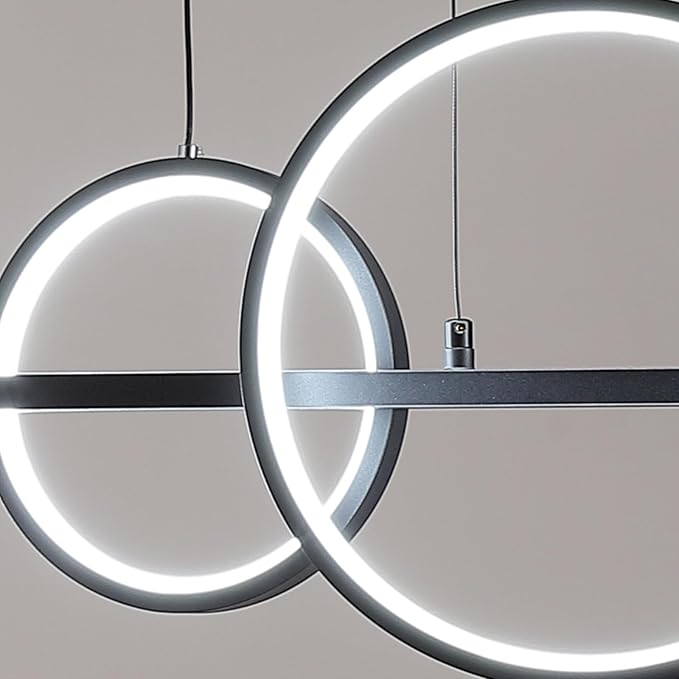 ORANOOR LED Modern Chandeliers for Dining Room, Dimmable Black Gold Chandelier Kitchen Pendant Lighting Over Island, Linear Ring Globe Pendant Light Fixtures Dining Room Lights Ceiling Hanging