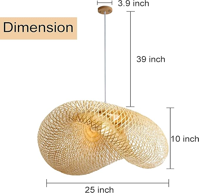 GCQ Bamboo Lantern Pendant Lamp, Retro Japanese Style E27 Chandelier Hanging Light Ceiling Lighting Fixture for Living Room Bedroom Restaurant Cafe Teahouse Bar Dining Room Club