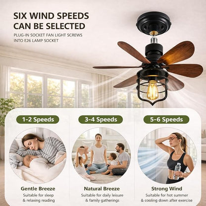 Garwarm 20IN Ceiling Fans with Lights, Socket Fan Light with Remote, Screw in Ceiling Fan in Light Socket Small Ceiling Fan for Garage,Bedroom, Kitchen, Living Room(Bulb not Included)