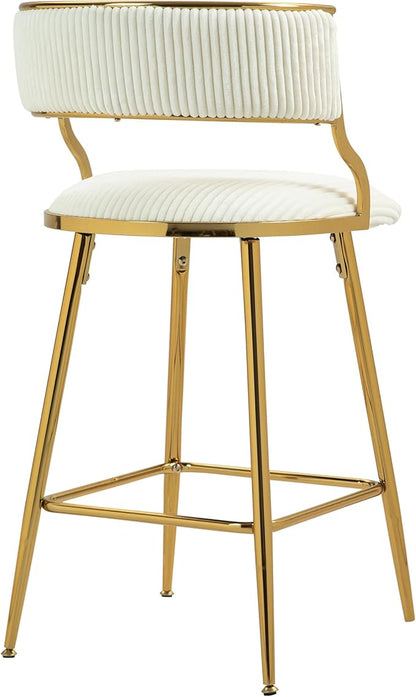 Modern Dining Chairs,Set of 2 with Ergonomic Supportive Curved Backrests,Sturdy and Stylish Simple Natural Design,Versatile Use Kitchen Island Counter Bar Stools Footrest,Everyday in,Beige-Corduroy-F