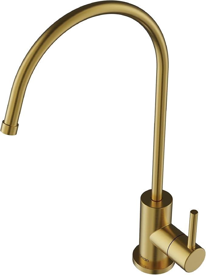 Karran Kestrel Single-Handle Filtered Water Faucet in Brushed Gold 100% Lead-Free Brass, RO/Filtration System Ready, 360° High-Arc Spout, Spot-Free Finish Beverage Faucet (Spot Free Brushed Gold)