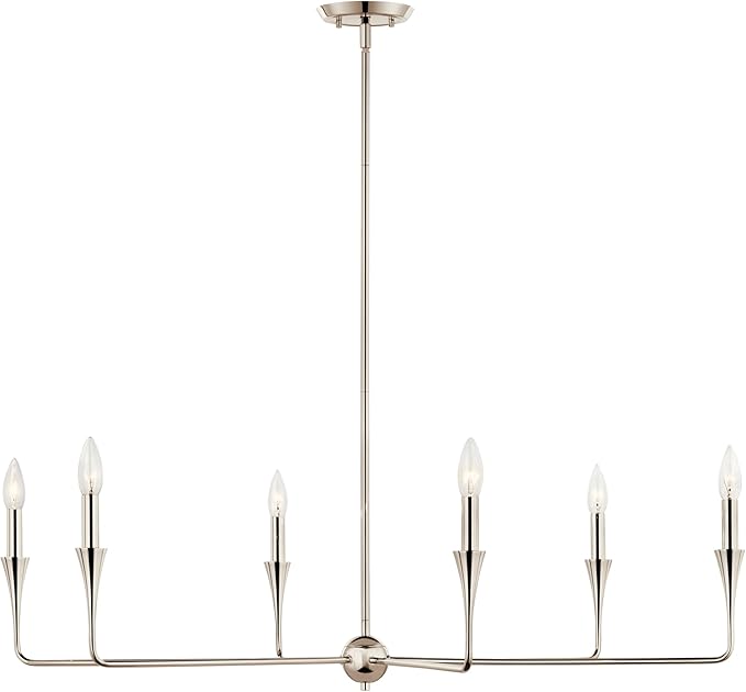 Kichler Alvaro 6-Light Chandelier, Soft Modern Light in Polished Nickel, for Dining or Living Room, Office or Bedroom (19.25" x 40.25"), 52690PN