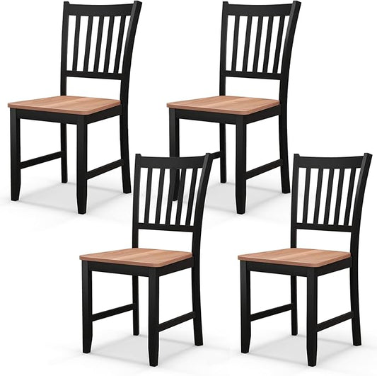 NAFORT Wood Dining Chairs Set of 4, High Back Kitchen Chairs with Solid Rubber Wood Legs, Non-Slip Foot Pads, Max Load 300 Lbs, Farmhouse Seat Dining Room Chairs