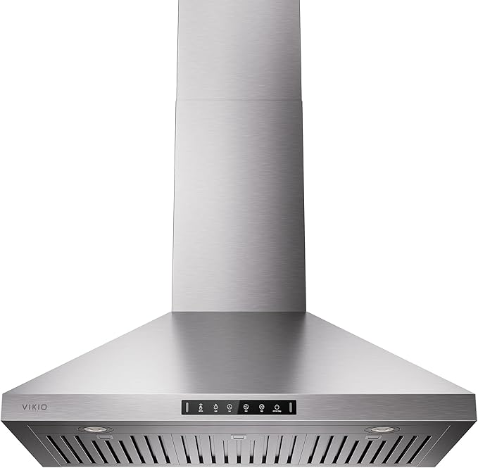 VIKIO HOME Wall Mount 36 Inch Range Hood 900 CFM, Ductless/Ducted Convertible Kitchen Hood, 3-speed Gesture Sensing & Touch Control, Stainless Steel Kitchen Vent Hood with Permanent Baffle Filters