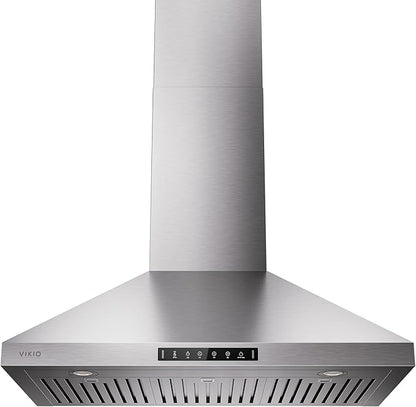 VIKIO HOME Wall Mount 36 Inch Range Hood 900 CFM, Ductless/Ducted Convertible Kitchen Hood, 3-speed Gesture Sensing & Touch Control, Stainless Steel Kitchen Vent Hood with Permanent Baffle Filters