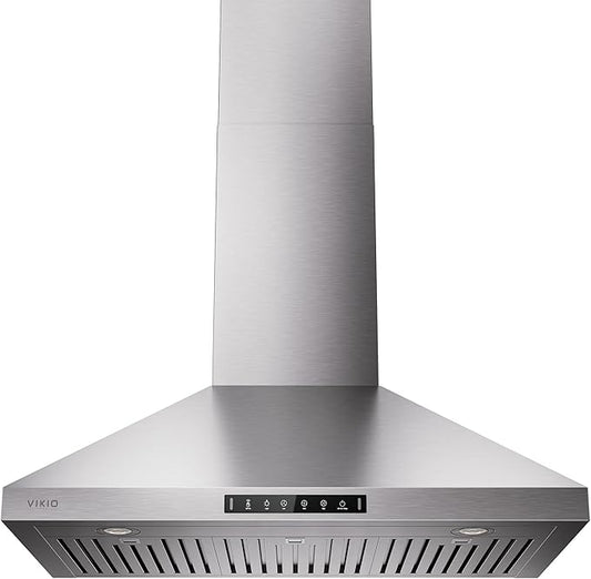 VIKIO HOME Wall Mount 36 Inch Range Hood 900 CFM, Ductless/Ducted Convertible Kitchen Hood, 3-speed Gesture Sensing & Touch Control, Stainless Steel Kitchen Vent Hood with Permanent Baffle Filters