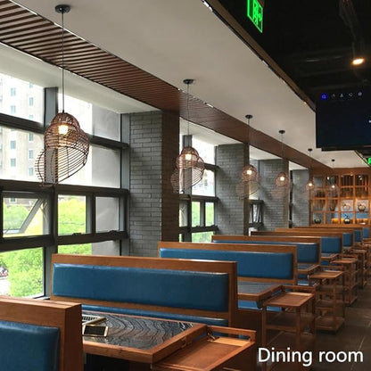 Retro Conch Pendant Lamp Hand Woven Ceiling Lighting Weave Bamboo Rattan E26 Hanging Light Fixture Retro Japanese Wicker Lamp Shade for Bedroom Restaurant Cafe Brown