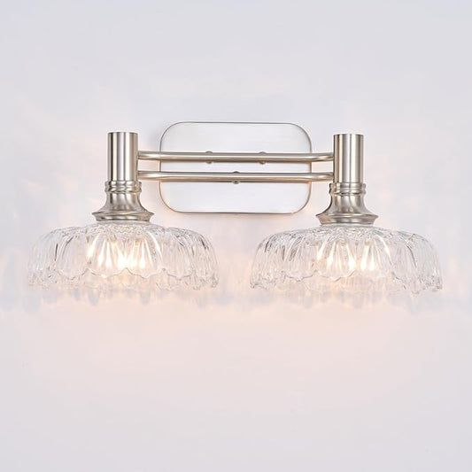 Brushed Nickel Bathroom Vanity Light Fixtures Modern 2-Light Vanity Lights Bathroom Lighting Vintage Wall Sconces for Pictures Mirror Hallway Bedroom