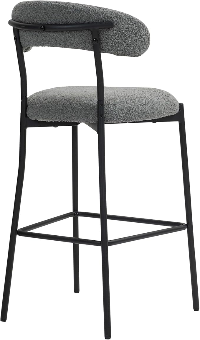 26'' Counter Height bar stools Teddy Fabric Cover Kitchen Island Counter Stool with Black Powder Coating Base and footrest