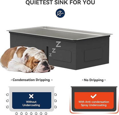 Lordear 33 Inch Stainless Steel Double Bowl Kitchen Sinks16 Gauge T304 Undermount Kitchen Sinks Workstation Sink 60/40 Low Divide Handmade Kitchen Sink 33" x19" x10"