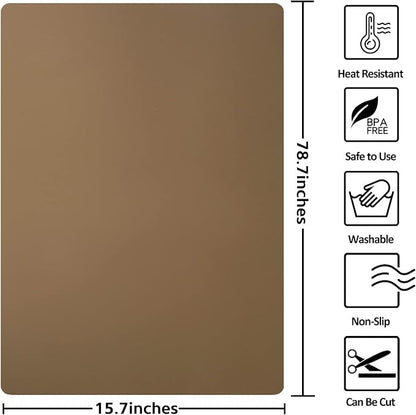 Silicone Mats for Kitchen Counter, Nonslip Silicone Mats for Crafts Countertop Protector Heat Resistant Mat (78.7” x 15.7”, Taupe)