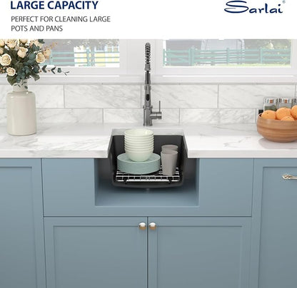 Sarlai 18 Black Kitchen Sink Granite Composite - 18 x 16 inch Bar Prep Sink Black Granite Composite Quartz Undermount Single Bowl Rectangular RV Camper Sinks Basin