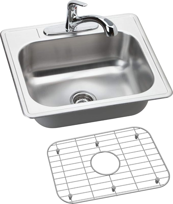 Dayton Stainless Steel 25" x 22" x 8-1/16", 3-Hole Single Bowl Drop-in Sink and Faucet Kit