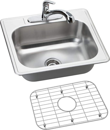 Dayton Stainless Steel 25" x 22" x 8-1/16", 3-Hole Single Bowl Drop-in Sink and Faucet Kit