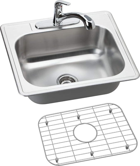 Dayton Stainless Steel 25" x 22" x 8-1/16", 3-Hole Single Bowl Drop-in Sink and Faucet Kit