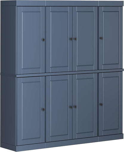 Palace Imports Solid Wood Kitchen Pantry Cabinet - 71.5" Tall, 65" Wide - Wooden Storage Cabinet w/ 2-Drawers & Adjustable Shelves - Antique Blue, Renewable Eco-Friendly 100% Wood, Made in Brazil