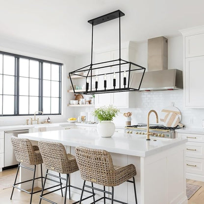 Lighting Black Chandeliers for Dining Room Kitchen Island Farmhouse Lighting Fixture Industrial E12 Base Hanging 5 Light Modern Pendant Light