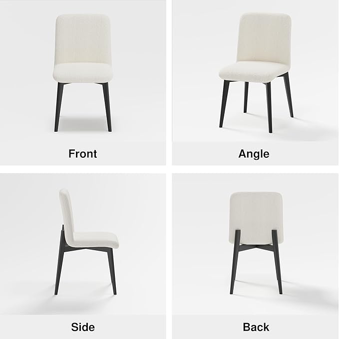 Casaphoria Dining Chairs Set of 2, Modern Fabric Kitchen Chairs with Black Wood Legs, Comfortable Dining Room Side Chairs for Home, Living Room, Restaurant