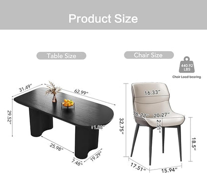 Dining Table Set for 6, Modern Kitchen Table with 6 Chairs, Dining Room Table Set for Kitchen,Dining Room,Home & Office (62.99" Black Table with 6 Chairs)