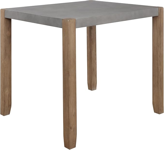 Alaterre Furniture Newport Dining Table for 4 – Rustic Industrial 42” x 36” Kitchen Table with Gray Faux Concrete Top & Light Amber Wood Legs