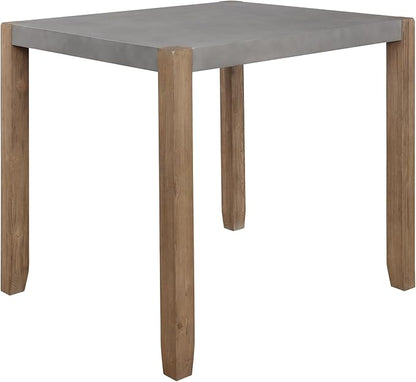 Alaterre Furniture Newport Dining Table for 4 – Rustic Industrial 42” x 36” Kitchen Table with Gray Faux Concrete Top & Light Amber Wood Legs