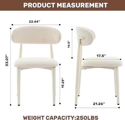 UVV Dining Chairs Set of 8, Metal Kitchen Chairs with Modern Fabric Upholstered for Dining Room, Beige