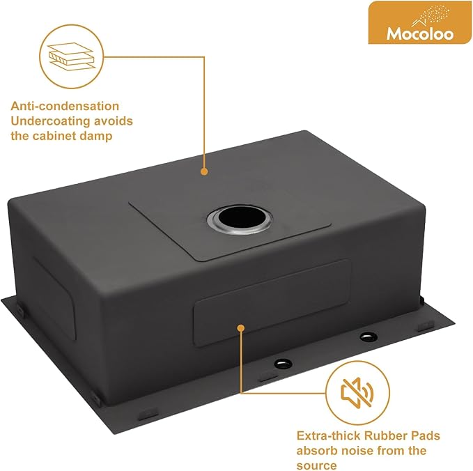Mocoloo 30 x 22 Kitchen Sink Drop in - 30 Inch Stainless Steel Kitchen Sinks Topmount 16 Gauge Single Bowl Above Counter Handmade Sink, 10'' Deep Basin
